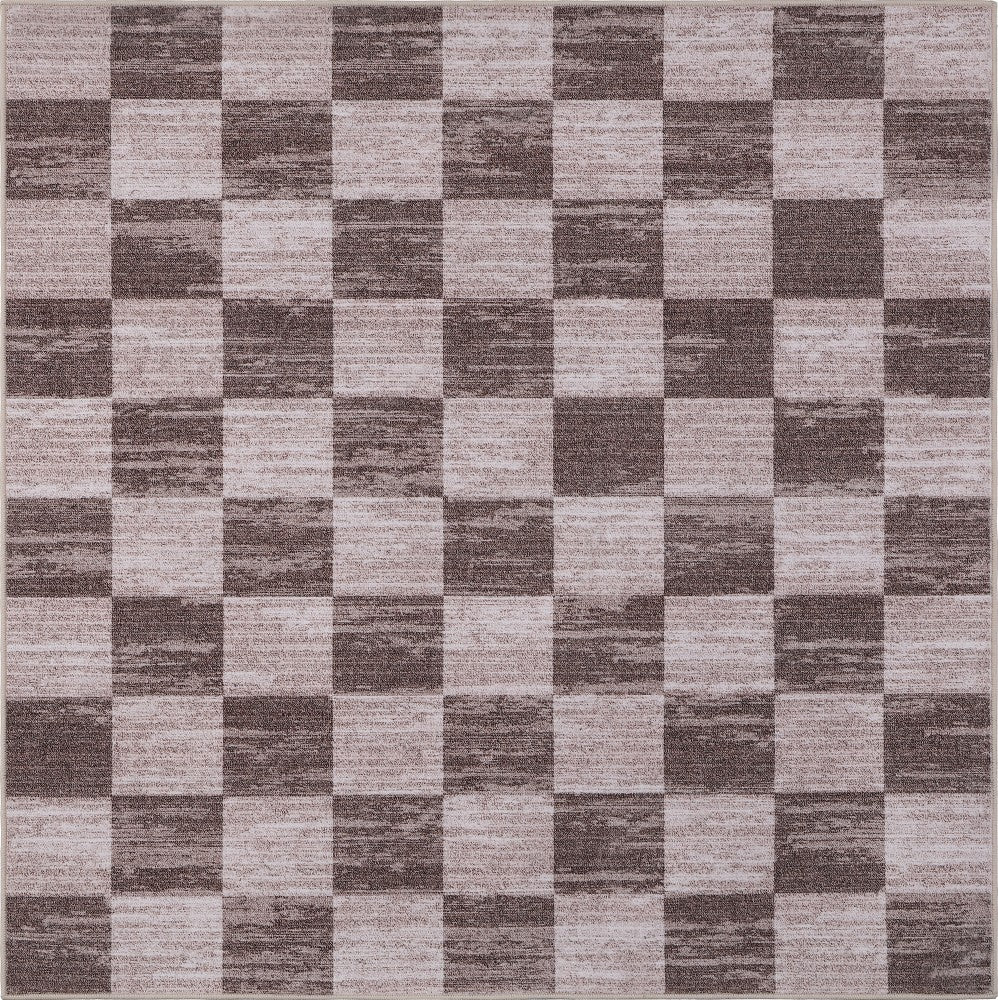 Sierra Distressed Checkerboard Non-slip Machine-washable Area Rug