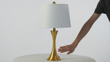 Possini 22.75" Modern Glam Iron Hourglass LED Table Lamp with USB Charging Port Set 2