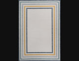 Homcomodar Classic Coastal Mitred Stripe Reversible Machine-Washable Indoor/Outdoor Area Rug