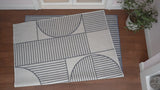 Couristan Mid-Century Modern Geometric Lines Reversible Machine-Washable Indoor/Outdoor Area Rug