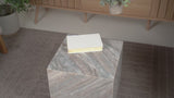 Erosia 15" Contemporary Natural Marble Handmade Cube End Table