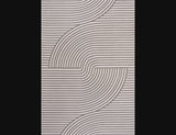 Cord Mid-Century Modern Curve Stripe Reversible Machine-Washable Indoor/Outdoor Area Rug