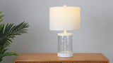 Possini 21" Modern Designer Iron/Water Glass LED Table Lamp with USB Charging Port Set 2