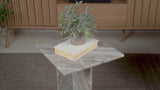 Stone 18.5" Contemporary Natural Marble Handmade T-Shaped End Table