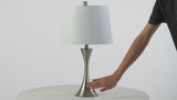 Possini 22.75" Modern Glam Iron Hourglass LED Table Lamp with USB Charging Port Set 2