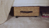 Chett Minimalist Hand-Woven Hyacinth/Wood Underbed Storage Bin with Wheels and Handles