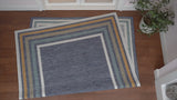 Homcomodar Classic Coastal Mitred Stripe Reversible Machine-Washable Indoor/Outdoor Area Rug