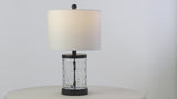 Possini 21" Modern Designer Iron/Water Glass LED Table Lamp with USB Charging Port Set 2