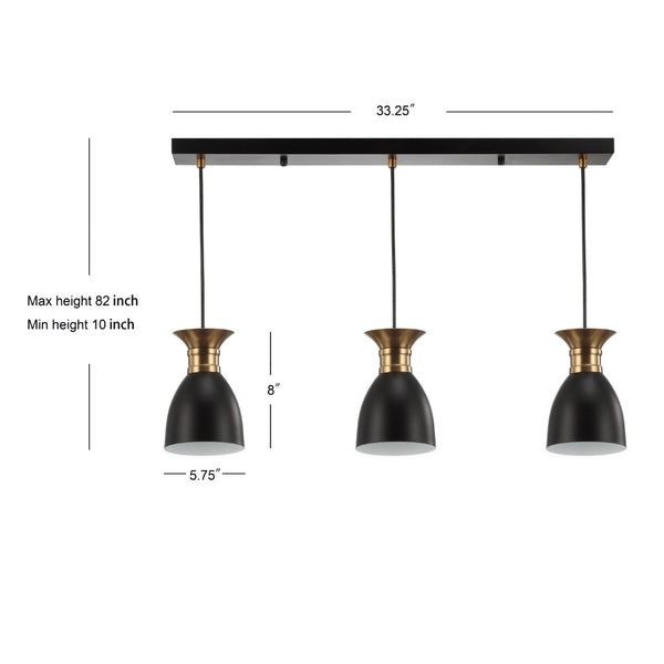 Dimension Image Black/Brass Gold / 3-Light Linear